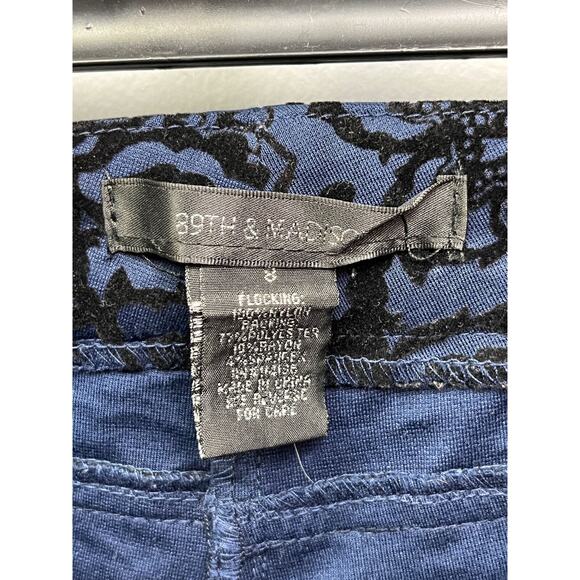 89TH & Madison blue/black floral embossed Pants Ladies size 8 - Picture 3 of 4